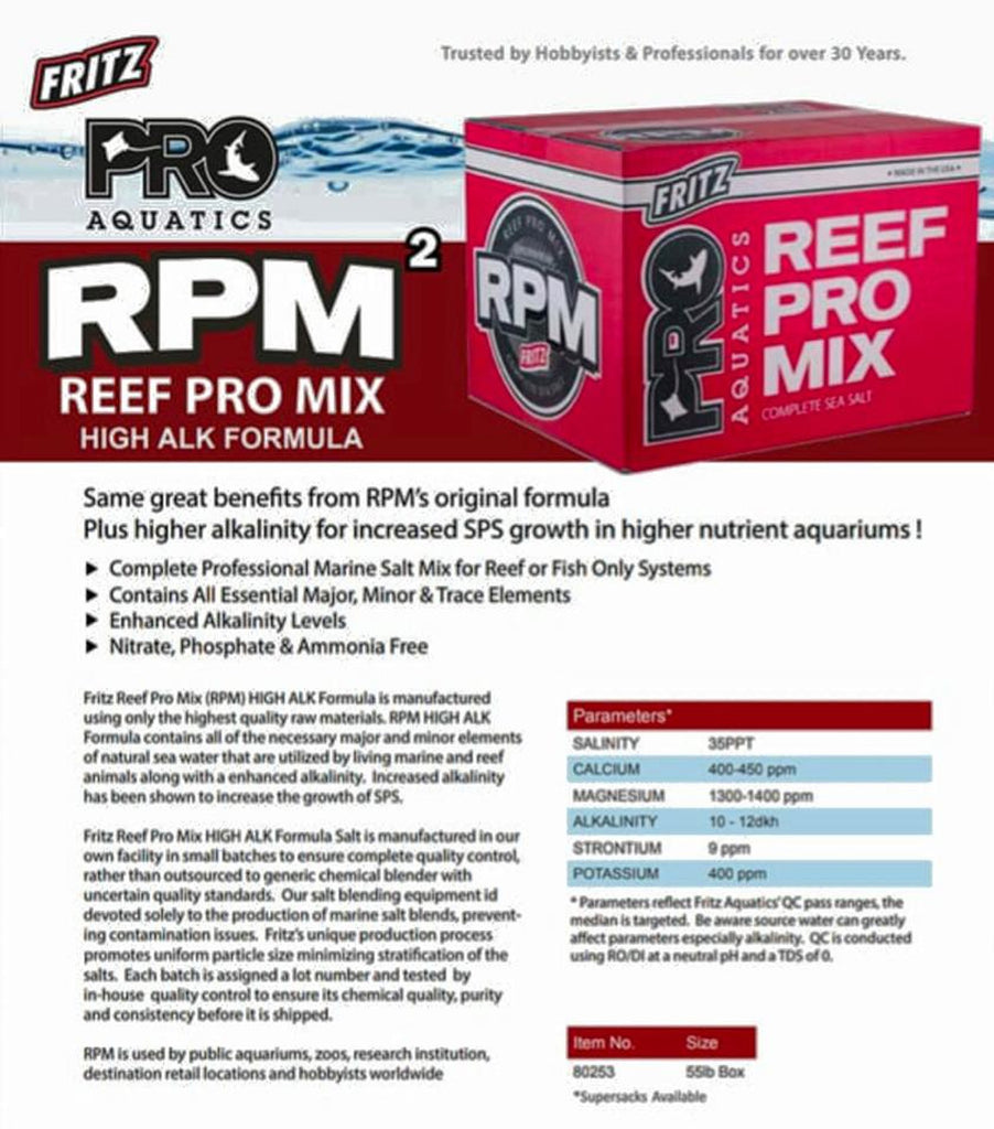 Fritz RPM Redline High Alk Complete Marine Salt Clear Choice Aquatics